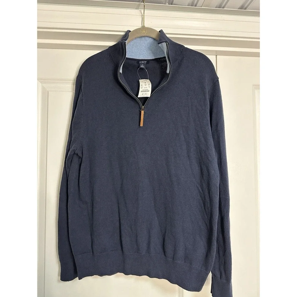 Jcrew, Men's 1/4 Zip, Lightweight Sweater,‎ Navy/Blue, Size Medium